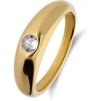 Lucardi Dames Stainless steel ring met zirkonia voor dames - Ring - Staal - Goudkleurig - 17 / 53 mm