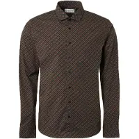 No-excess Shirt Stretch Allover Printed Caramel Size: XXL | Casual Shirts Outlet | Heren | Bruin