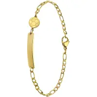 Lucardi Kinder Stalen goldplated plaatarmband met voetbal - Armband - Staal - Goud - 19 cm