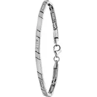 Lucardi Dames Armband mat/glans met zirkonia - Echt Zilver - Armband - Cadeau - 18 cm - Zilverkleurig