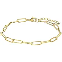 Lucardi Dames Stalen goldplated armband closed forever 4mm - Armband - Staal - Goud - 19 cm