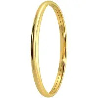 Lucardi Dames Zilveren goldplated bangle 5mm - Armband - 925 Zilver - Goudkleurig - 62 mm