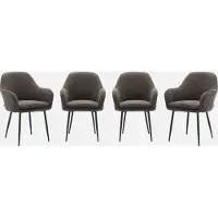 Sweeek - Set van 4 stoelen in corduroy met matzwarte metalen poten, l 57 x d 59 x h 84,5