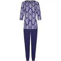 Pastunette Pyjama 'Pyjama 3/4 sleeve pant with cuffs' donkerblauw