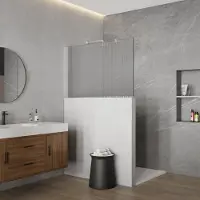 FortiFura Galeria Halfhoge Inloopdouche - 100x80cm - ribbelglas - 8mm - nano - met profiel en stabilisatiestang - PVD - geborsteld RVS SW797908 SW1235449