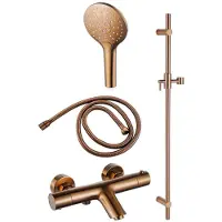 FortiFura Calvi Badkraan - met glijstangset - ronde handdouche - metalen doucheslang - PVD - geborsteld koper SW970037/SW970053/SW970047/SW720226