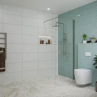 FortiFura Galeria inloopdouche - 80x200cm - helder glas - wandarm - PVD - geborsteld gunmetal (antraciet) SW797914/SW797907