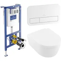 Villeroy & Boch Avento pack wandcloset directflush - diepspoel zitting - softclose & - quickrelease - met inbouwreservoir Bedieningsplaat - White Alpine (glans wit) 92242700 / 92249068 / 5656HR01