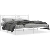 vidaXL Bedframe met hoofdeinde, metaal, wit, 200x200 cm