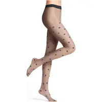 Falke Top Dot gedessineerd materiaal transparent 20 DEN panty dames zwart - maat S-M