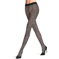 Falke Shell Fragments gedessineerd materiaal transparent 20 DEN panty dames zwart - maat M-L