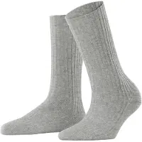 Falke Cosy Wool Boot eenkleurig wol sokken dames grijs - maat 35-38