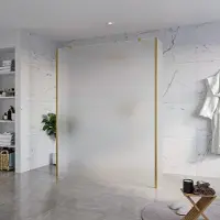 FortiFura Galeria Vrijstaande Inloopdouche - 160x200cm - glas mat - antikalk - 8mm veiligheidsglas - 2 zijwanden 40cm - wandsteunen en hoekprofielen - PVD - geborsteld messing (goud) SW927770