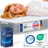 Aktiv shop GmbH Visco Topper 90x200 cm – 5 cm Hoog – Traagschuim Matras Topper met Hoeklussen en ademende Nethoes