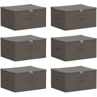 vidaXL Opbergbox 6 st Nonwoven stof 43 x 34 x 23 cm 33,6 L Grijs