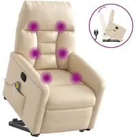 vidaXL Sta-op-massagestoel verstelbaar microvezelstof beige