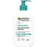 Garnier Nettoyant doux et hydratant pour le visage, avec acide hyaluronique hydratant, céramides protectrices, argile purifiante, sans parfum, convient aux peaux sensibles, pur actif, 250 ml