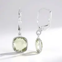 Cavill - Oorbellen 925 Sterling Zilver Geplatineerd - Groene Amethist 3,72 ct - Antiek Kussen Schaakbord Slijpsel - Handgemaakt Elegant Design