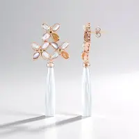 Cavill - Zilveren Oorbellen met Witte Chalcedoon - Roségoud Verguld 925 Sterling Zilver - 23,7 ct Edelstenen - Elegante Oorbellen Dames - Handgemaakt