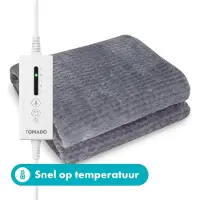 Tomado TEB1803G - Elektrische bovendeken 1 persoons - Warmtedeken - Omslagdeken - Superzachte fleece stof - 180 x 130 cm