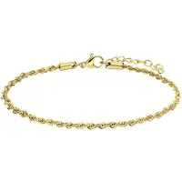 Lucardi Dames Stalen goldplated armband koord 2,5mm - Armband - Staal - Goud - 22 cm