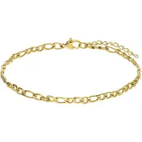 Lucardi Dames Stalen goldplated armband figaro 4mm - Armband - Staal - Goud - 22 cm