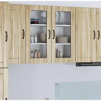 vidaXL Wandkast met glazen deuren, model LUCCA, Sonoma-eikenhout, 80 x 31 x 80 cm