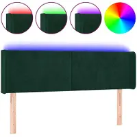 vidaXL Hoofdbord LED 147x16x78/88 cm fluweel donkergroen