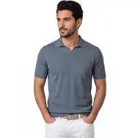 Born with Appetite Blauw polo v-hals lange mouw