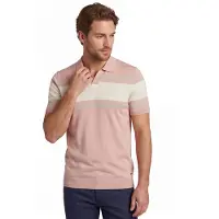 Scotland Blue Avan polo roze gestreept knitted