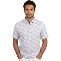 Eden Valley Lichtblauwe polo geprint beige normale fit
