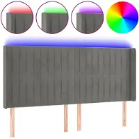 vidaXL Hoofdbord LED 203x16x118/128 cm fluweel lichtgrijs