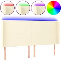 vidaXL Hoofdbord LED 163x16x118/128 cm kunstleer crèmekleurig