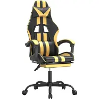 vidaXL Gaming stoel met voetsteun, draaibaar, zwart en goud, kunstleer
