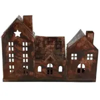HBX natural living Theelichthouder Huizen Bonez Bruin bruin Metaal