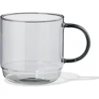 HEMA Cappuccinomok 440ml Glas Antraciet (antraciet)