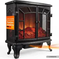 Monzana Elektrische Kachel met Dubbele Deur Zwart 2000W