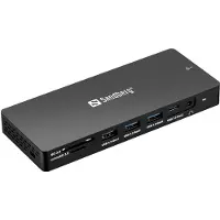 Sandberg - 136-61 - laptop dock & poortreplicator - Bedraad USB 3.2 Gen 1 (3.1 Gen 1) - Type-C - Grijs
