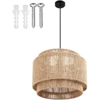 TecTake Plafondlamp Lignea Lux - Boho Hanglamp - Jute Natuur - Ø46 x 32 cm - 40W