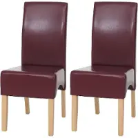 MCW Set van 2 eetkamerstoelen/keukentoelen Latina, LEER ~ rood, lichte poten