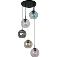 Searchlight 5-lichts hanglamp Mardi Gras II met meerdere kleuren glas