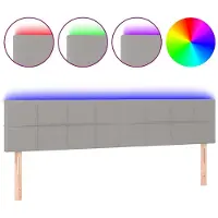 vidaXL Hoofdbord LED 160x5x78/88 cm stof lichtgrijs