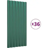 vidaXL Dakpanelen 36 st 80x36 cm gegalvaniseerd staal groen