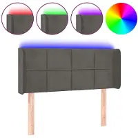 vidaXL Hoofdbord LED 93x16x78/88 cm fluweel donkergrijs