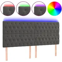 vidaXL Hoofdbord LED 180x7x118/128 cm fluweel donkergrijs