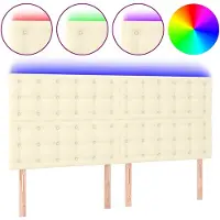 vidaXL Hoofdbord LED 200x5x118/128 cm kunstleer crèmekleurig