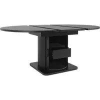 OKWISH Uitschuifbare Eettafel - Rond Naar Ovaal - 118-158 x 118 x 76 cm - Met Opbergruimte - MDF Zwart - 4 Modi
