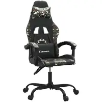 vidaXL Gaming stoel, draaibaar, zwart en camouflageprint, kunstleer