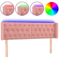 vidaXL Hoofdbord LED 147x16x78/88 cm fluweel roze