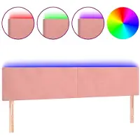 vidaXL Hoofdbord LED 200x5x78/88 cm fluweel roze